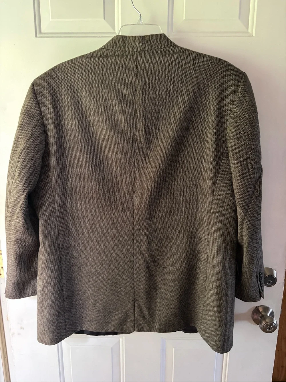 Haggar 100% premium lambswool grey black cream Herringbone Sport Coat blazer 48L